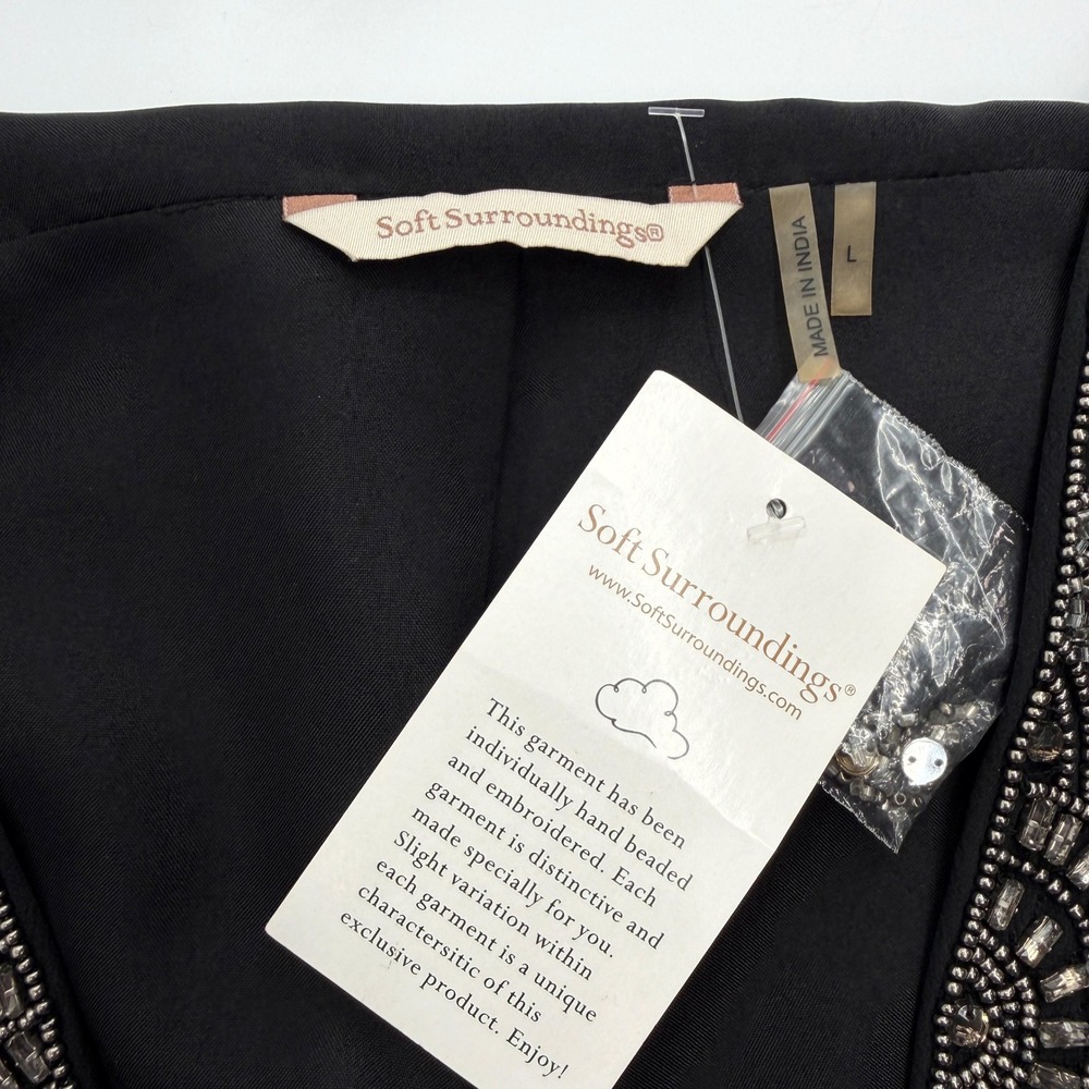 Soft Surroundings Calista Cardi Jacket Hand Beaded in Black Silver Size L NWT - Picture 11 of 13